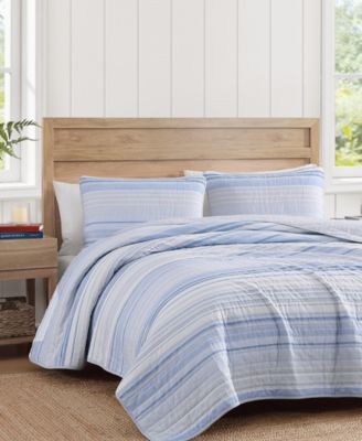 Bold Stripe Textured Cotton Reversible 2-Pc. Quilt Set, Twin