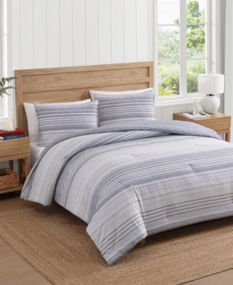 Bold Stripe Textured Cotton 2-Pc. Comforter Set, Twin/Twin XL