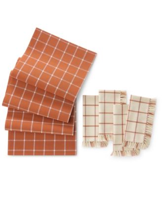 Harvest Windowpane Cotton Table Runner and 4-Pc. Napkin Set