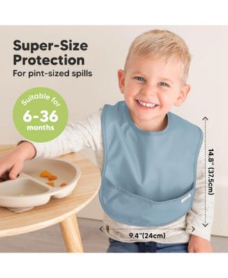 3-Pack Waterproof Baby Bibs for Eating, Lightweight, Mess Proof Toddler Bibs with Food Catcher