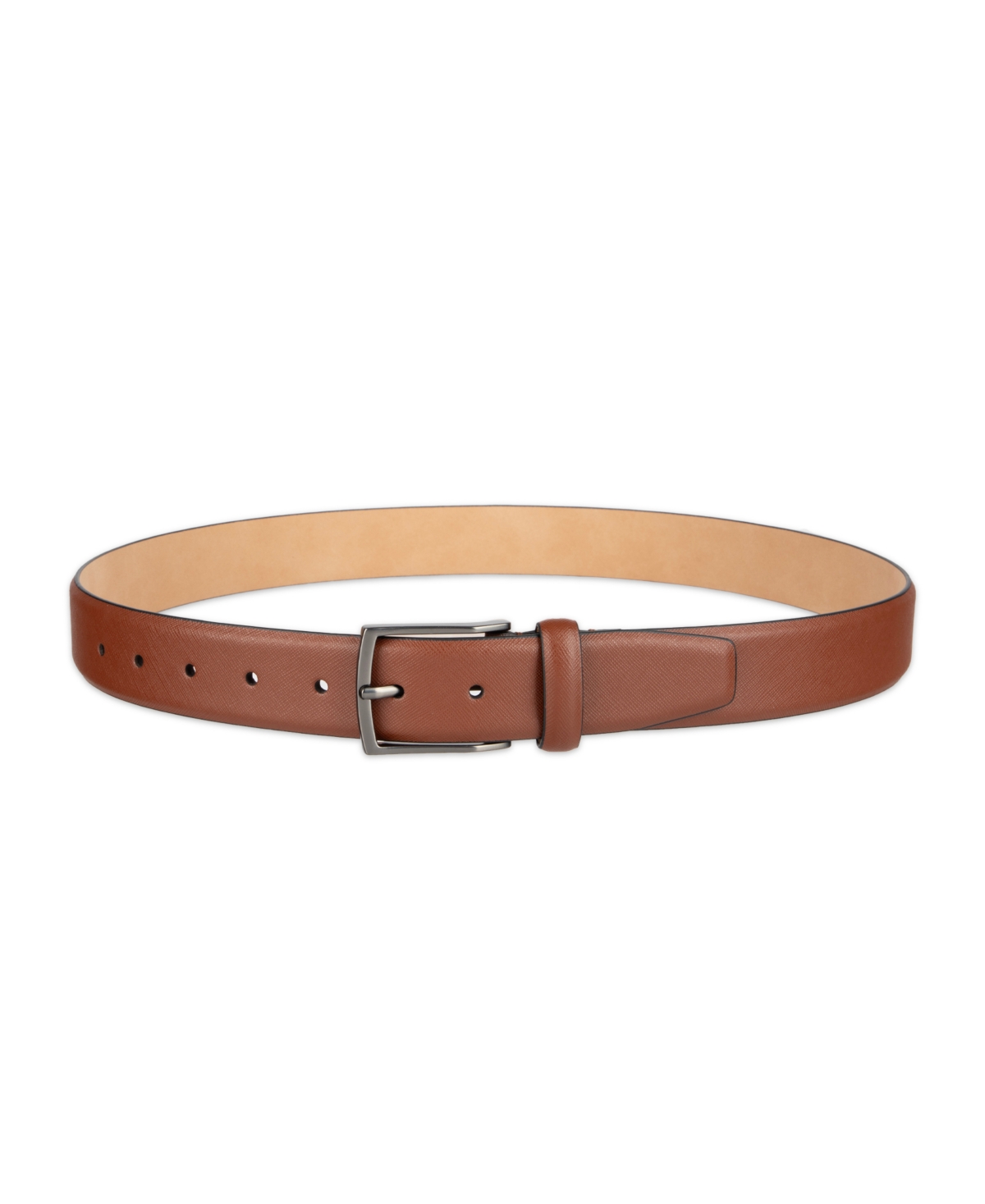 Alfani Men's Modern Feather Edge Saffiano Dress Belt, Macy's Exclusive In Brown
