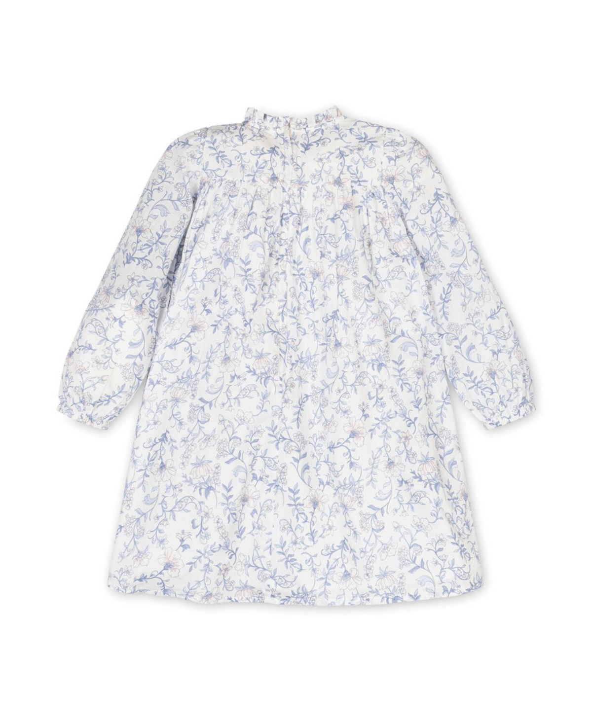 Hope & Henry Little and Big Girls' Organic Long Sleeve Ruffle Neck Smocked Yoke Dress