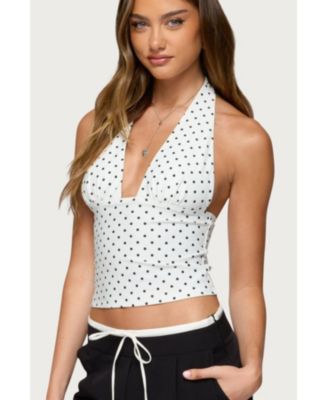 Womens Blaire Polka Dot Halter Top