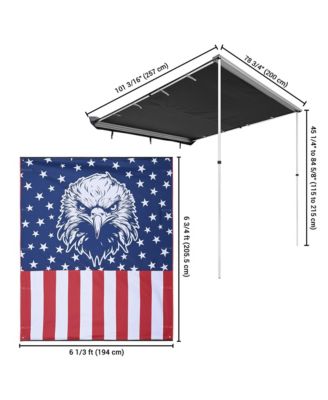 6.6x8.4 Ft Vehicle Awning with Eagle Side Wall Roof Rack Pull-Out Sun Shade Camp