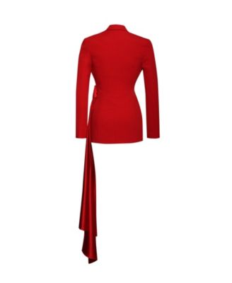 Women's Vandra Red Draping Blazer Jacket
