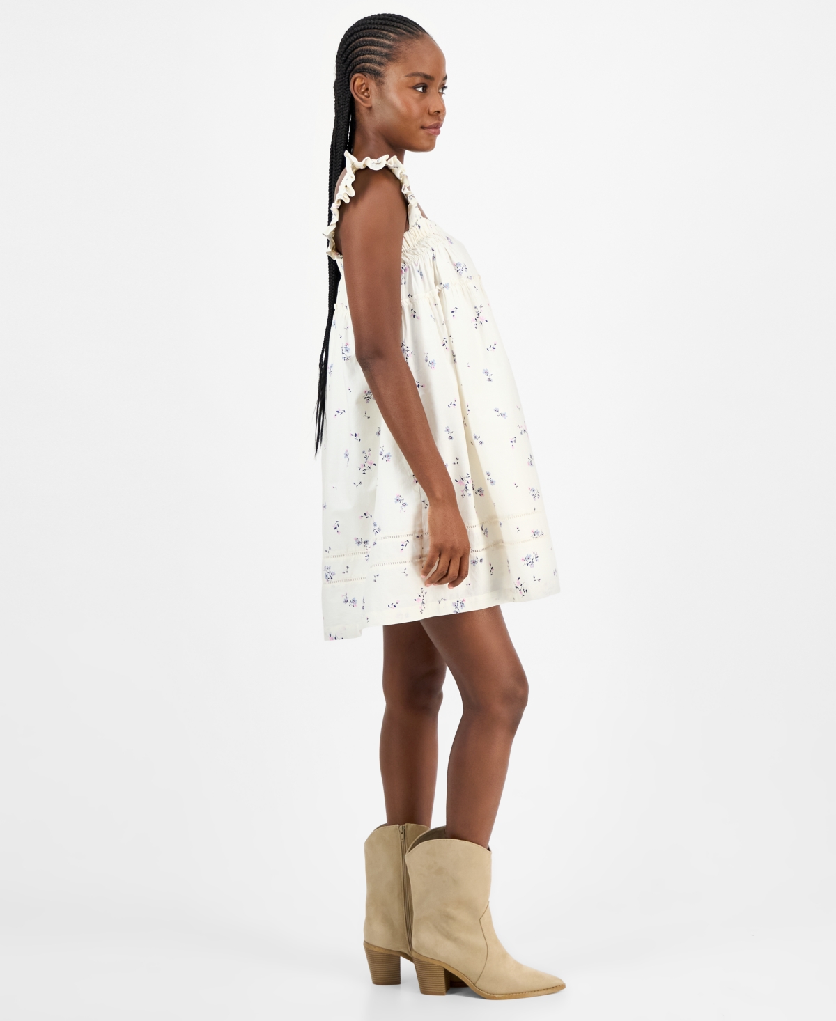 Lucky Brand Women's Ruched Flutter Mini Dress