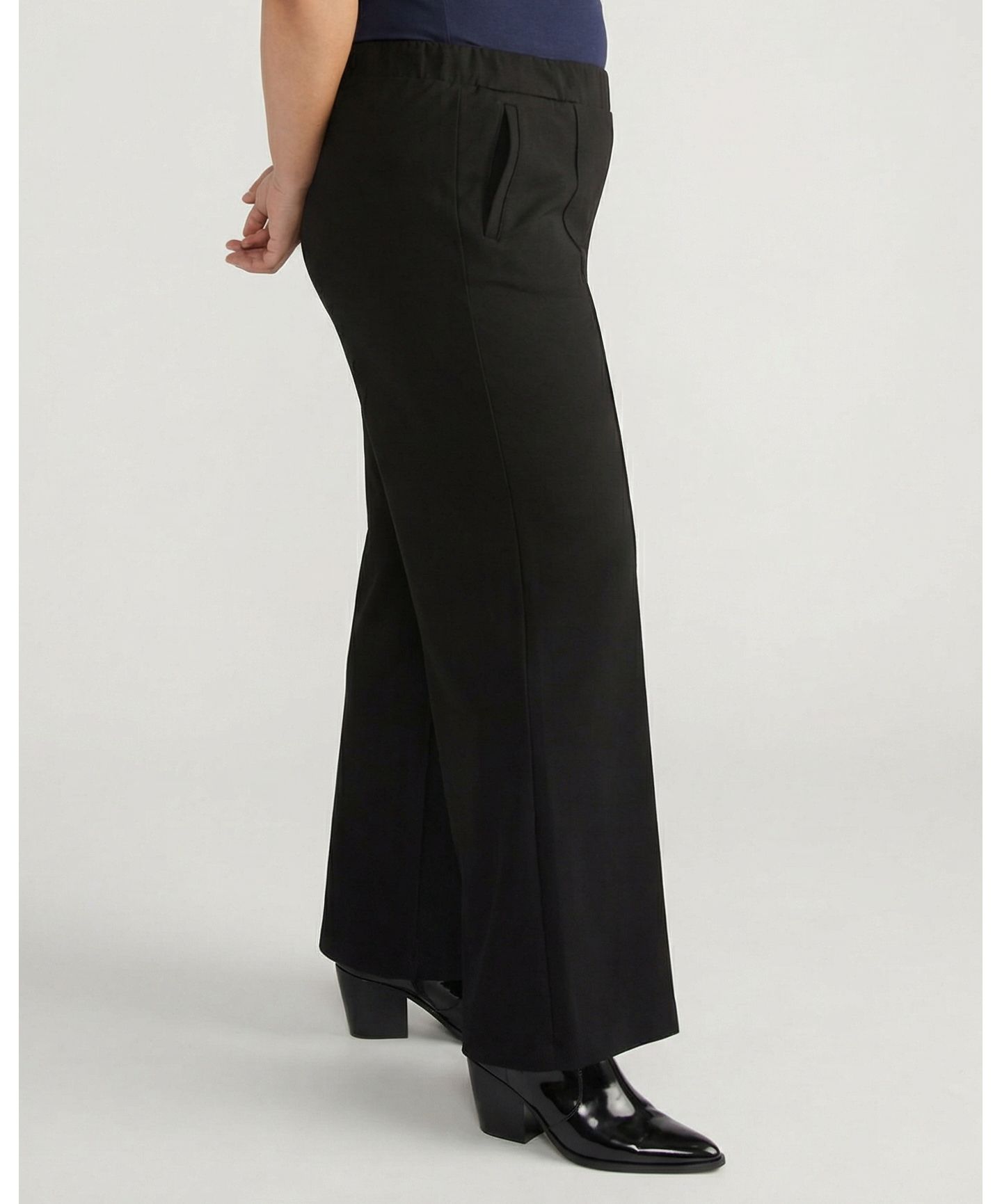 Женские брюки Universal Standard Plus Size Pam Pintuck Wide Leg Ponte, цвет: Чёрный — фото 2