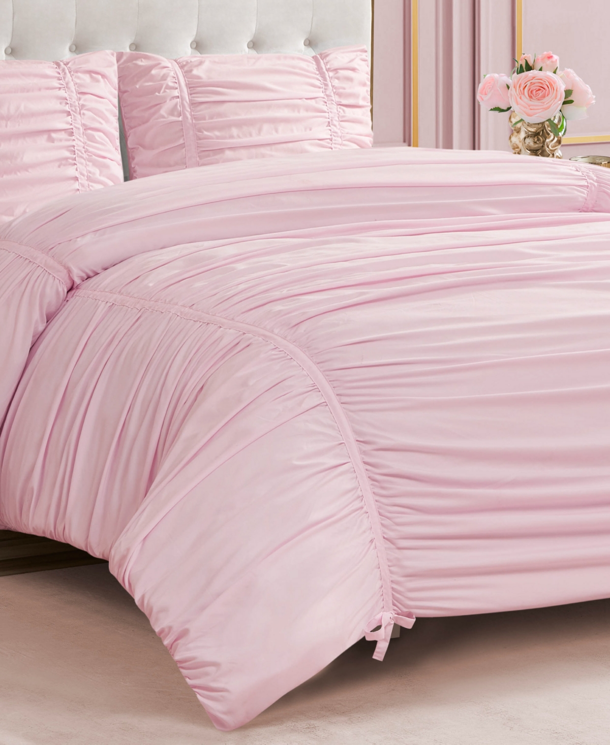 Juicy Couture Ribbon Ruched 3-pc. Comforter Set, Full/queen In Pink