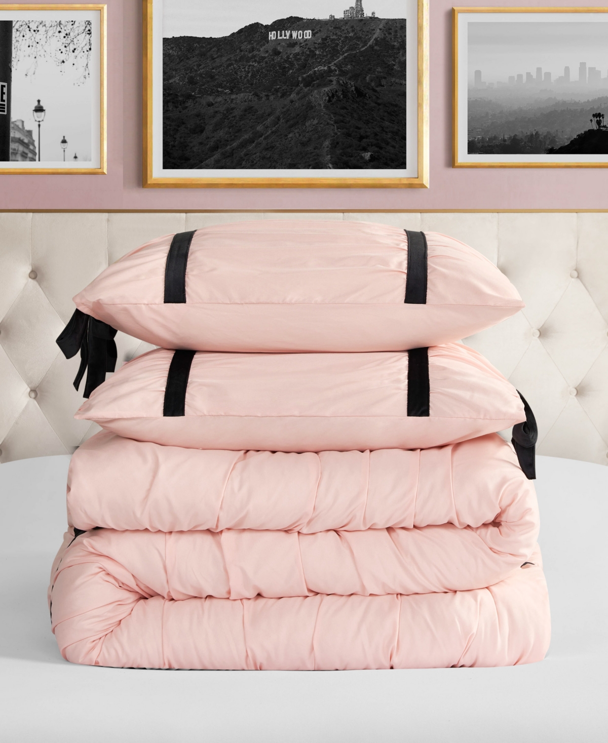 Juicy Couture Amelie Velvet Bows Ruched 3-Pc. Comforter Set