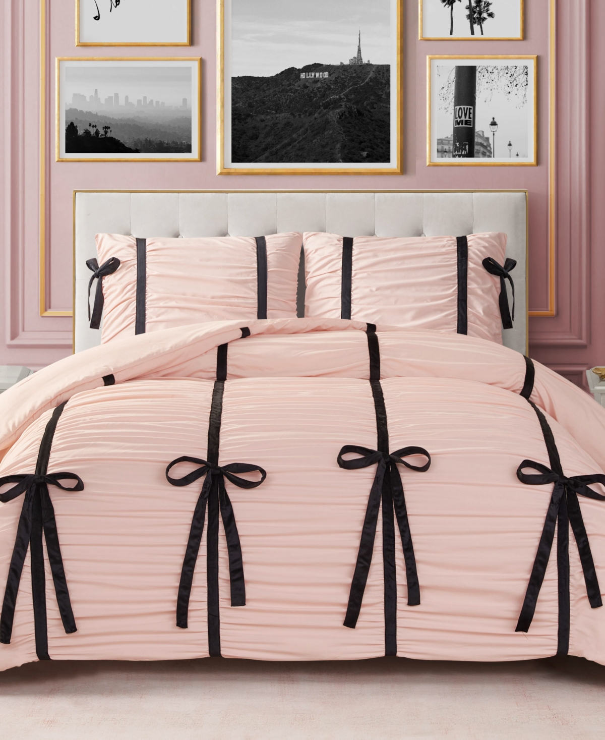 Juicy Couture Amelie Velvet Bows Ruched 2-pc. Comforter Set, Twin/twin Xl In Pink