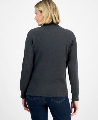 Women's Waffle-Knit Quarter Zip Top, Macy's Exclusive