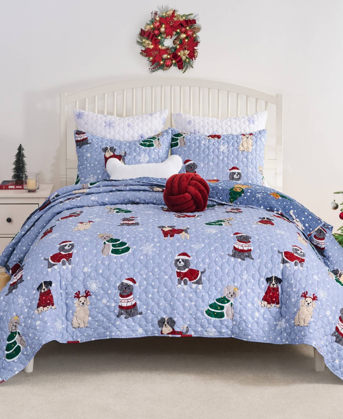 Greenland Home Fashions Winter Whiskers Holiday 2-pc. Quilt Set, Twin In Blue