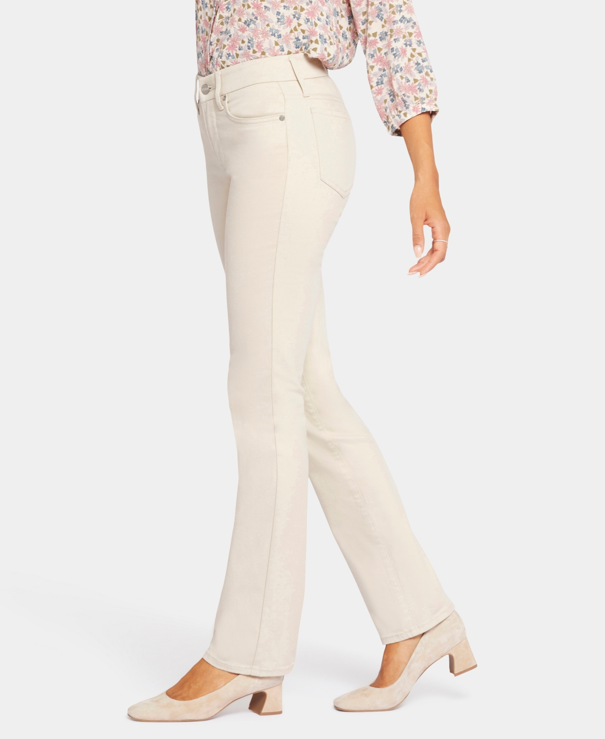 Nydj Petite Waist-match Marilyn Straight Jeans In White