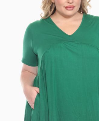Plus Size Short Sleeve Shirred Front Knit Top