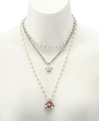 Faux Stone Teddy Bear Layered Necklace