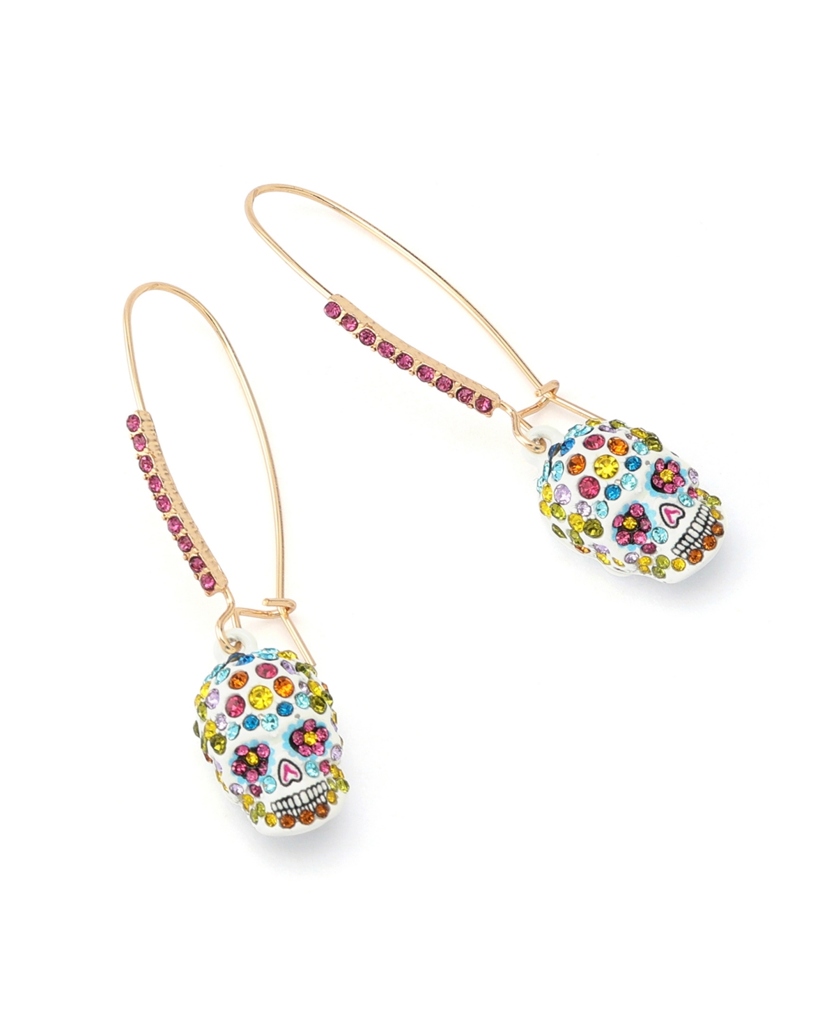 Betsey Johnson Faux Stone Sugar Skull Dangle Earrings In Multi