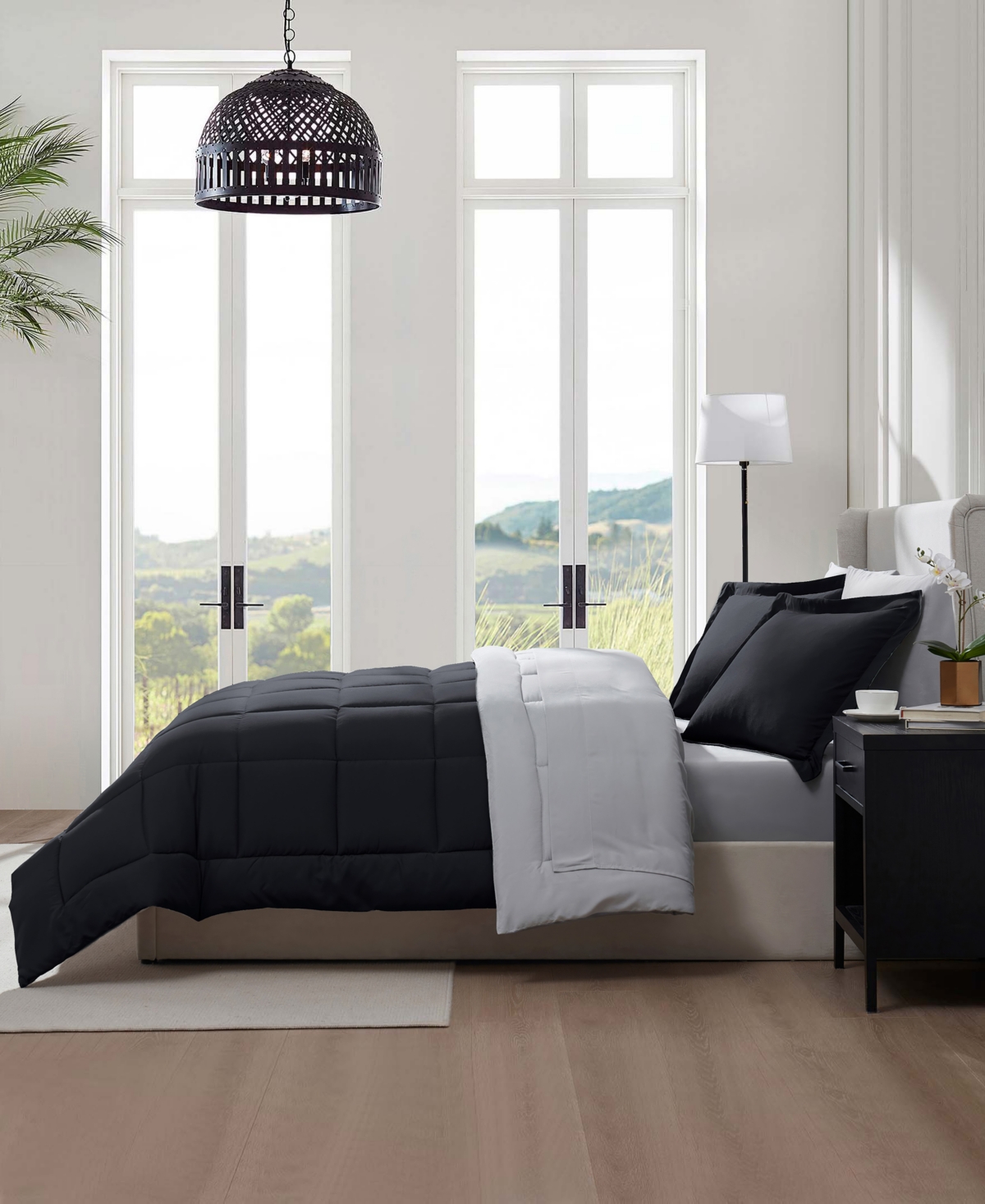 Nestl Luxury Soft Reversible 7-pc. Comforter Set, Full In Black