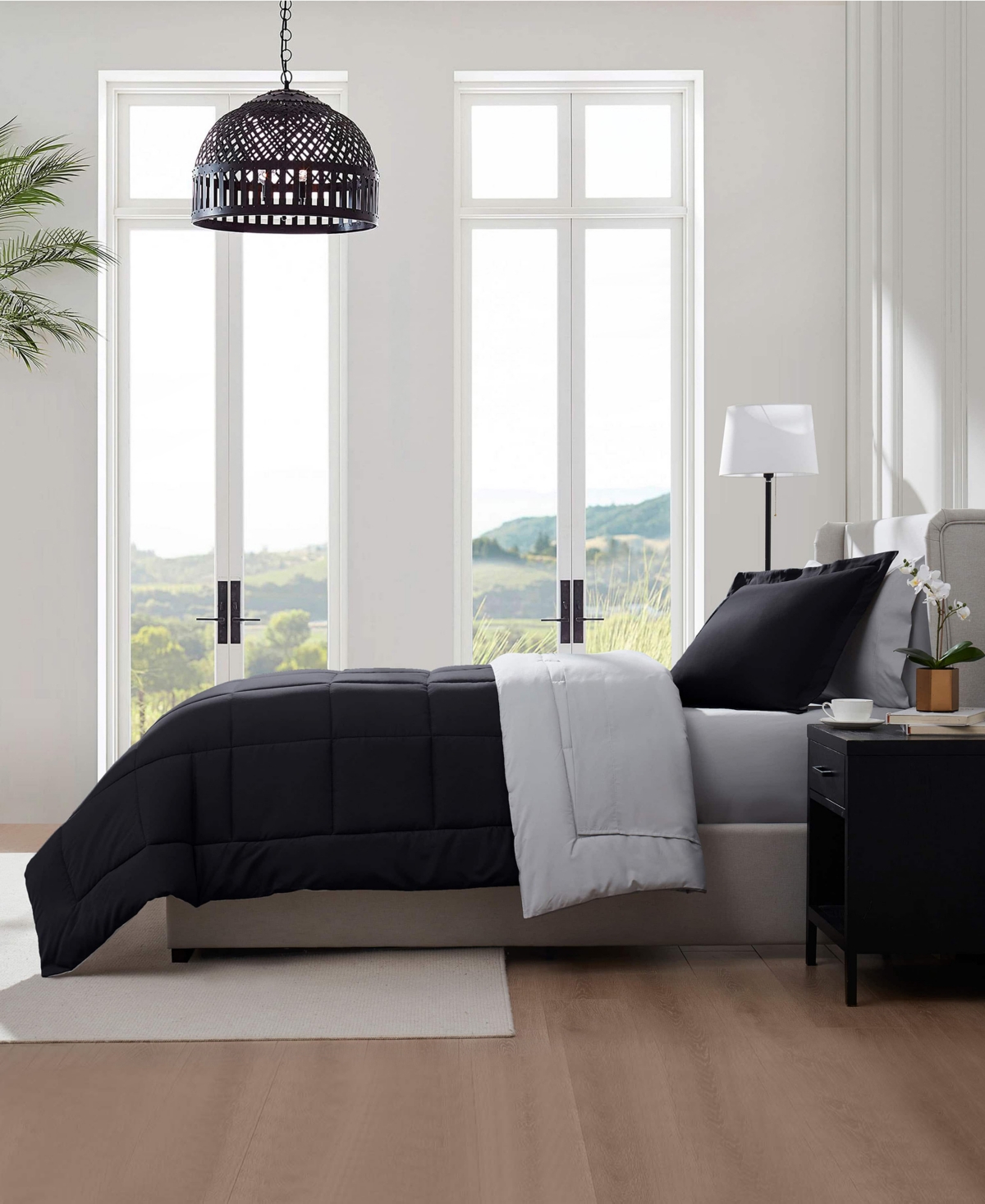 Nestl Luxury Soft Reversible 5-pc. Comforter Set, Twin In Black