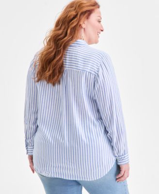 Plus Size Perfect Striped Shirt, Macy's Exclusive