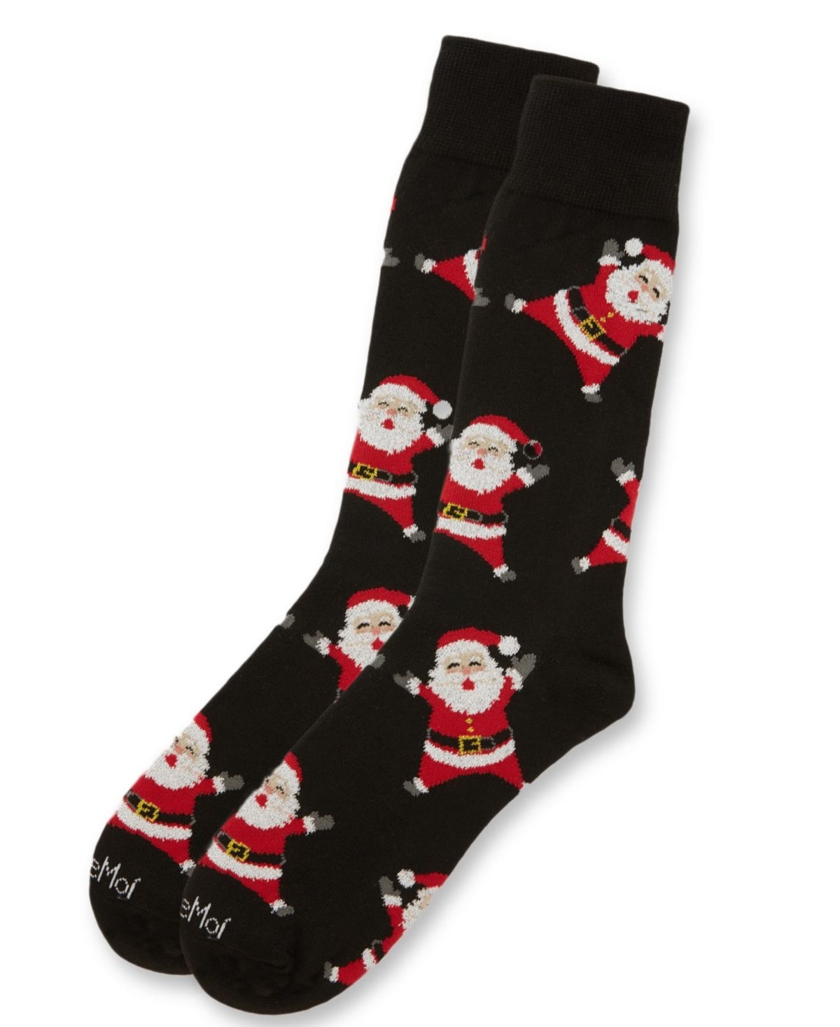 Memoi Men's All Over Santa Crew Socks In Black