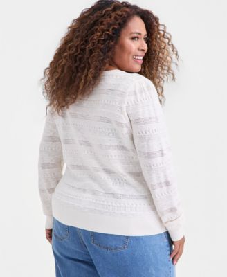 Plus Size Pointelle Crewneck Sweater