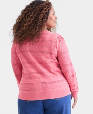 Plus Size Pointelle Crewneck Sweater, Macy's Exclusive