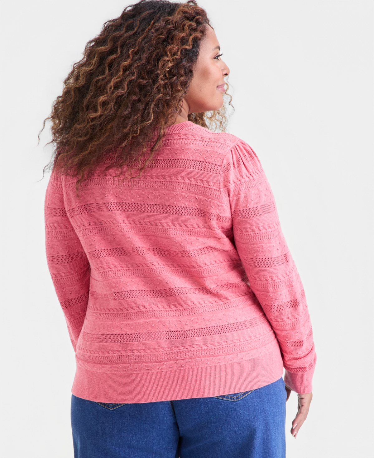 Style & Co Plus Pointelle Crewneck Sweater, Macy's Exclusive