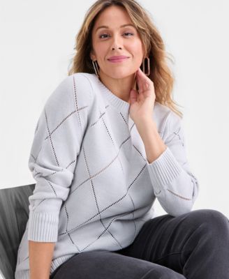 Plus Size Pointelle Boat-Neck Sweater, Macy's Exclusive