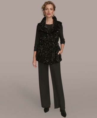 Women's Tie Waist Sequin Vest