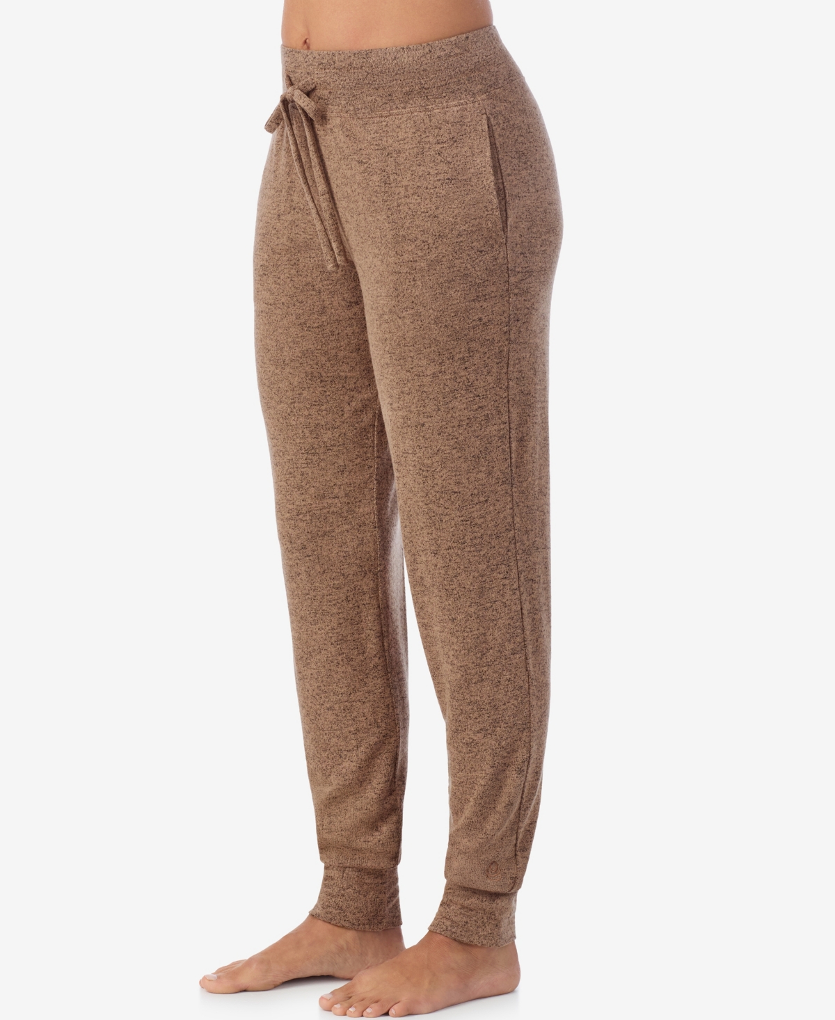 Cuddl Duds Petite Softknit Drawcord Joggers In Brown