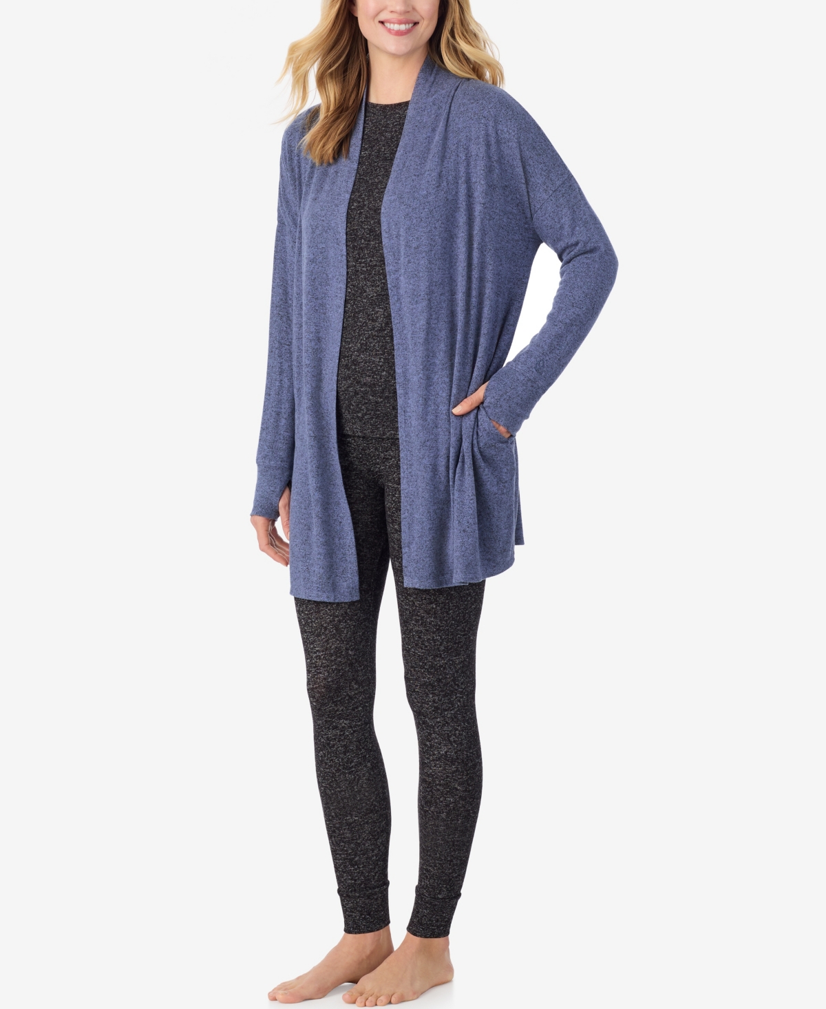 Cuddl Duds Women's Softknit Wrap Top In Blue