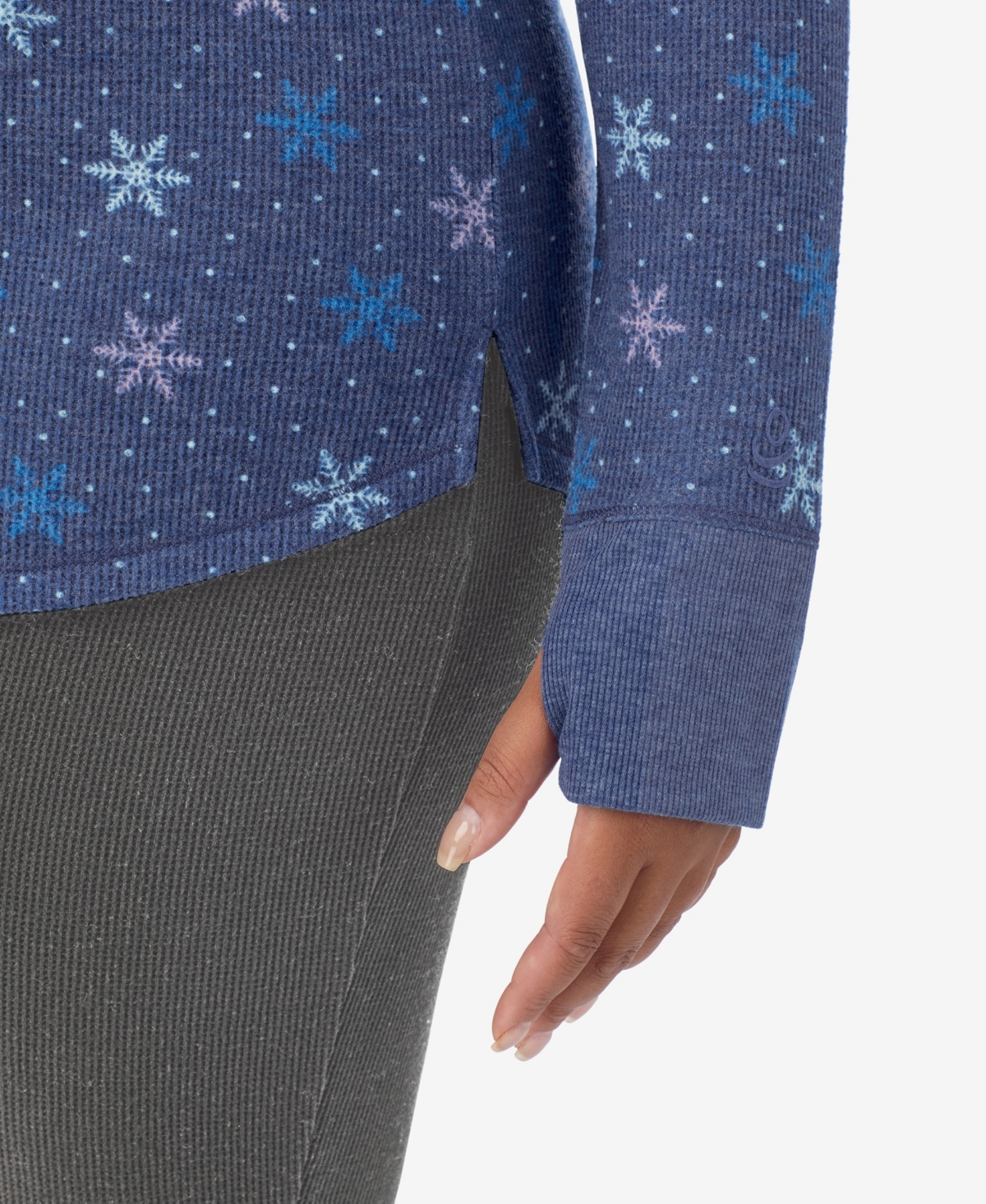 Cuddl Duds Plus Size Cozy Stretch Thermal Crew Neck Top In Blue