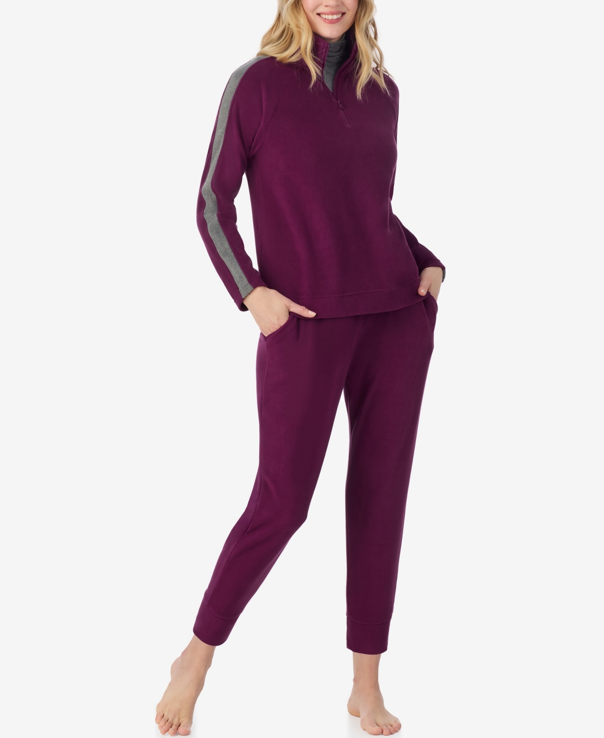 Cuddl Duds X Jennifer Lake Fleecewear With Stretch Cropped Jogger In Purple