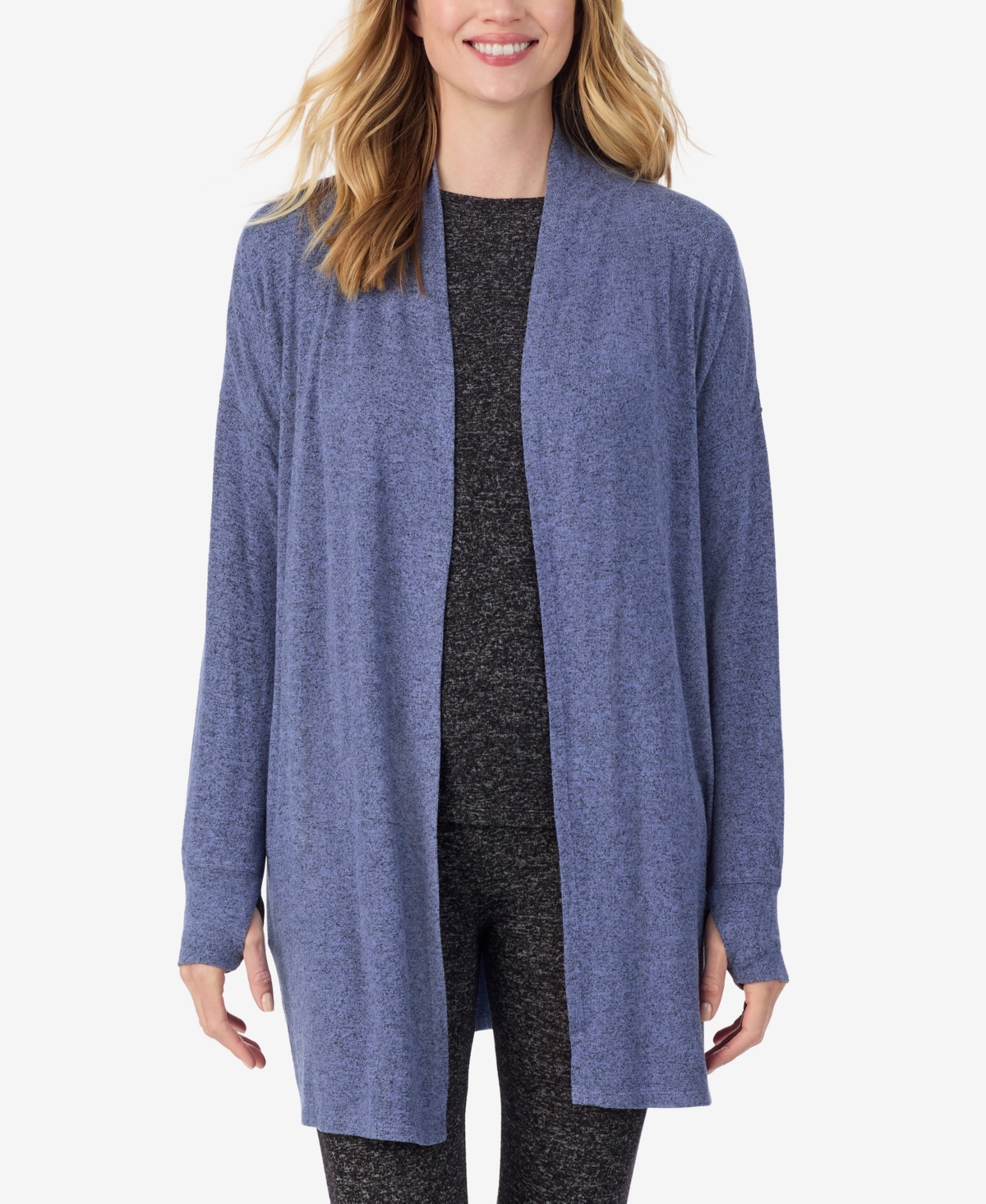 Cuddl Duds Women's Softknit Wrap Top In Blue