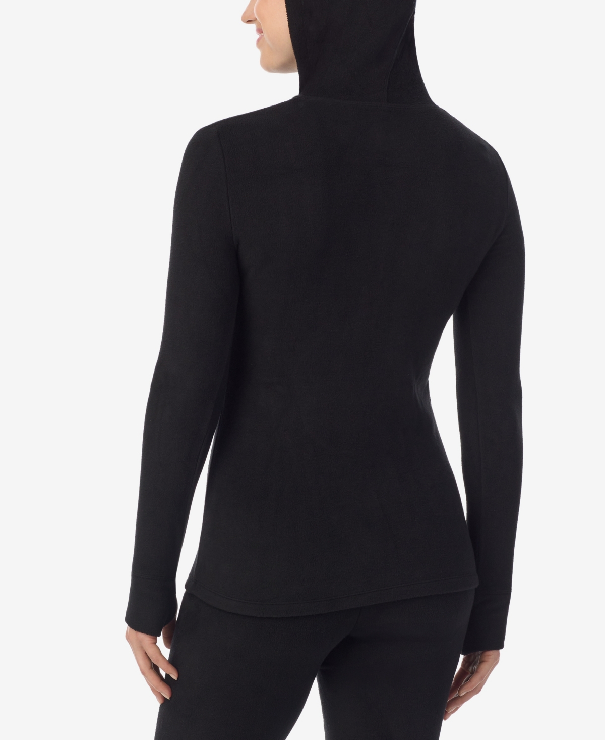 Cuddl Duds Petite Fleecewear Half-zip Hooded Top In Black