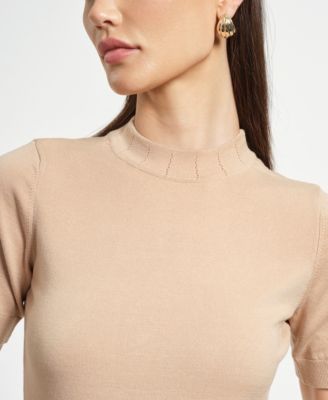 Women's Mock Neck Short Sleeve Sweater