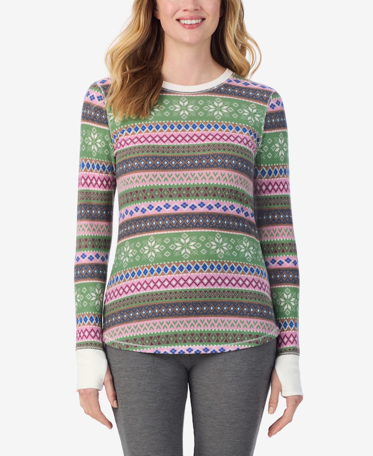 Cuddl Duds Petite Long Sleeve Top In Gray