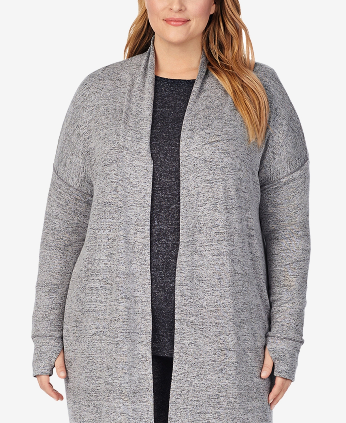 Cuddl Duds Plus Size Soft Knit Wrap In Gray