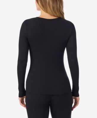 Stretch Rib Long Sleeve Henley Top