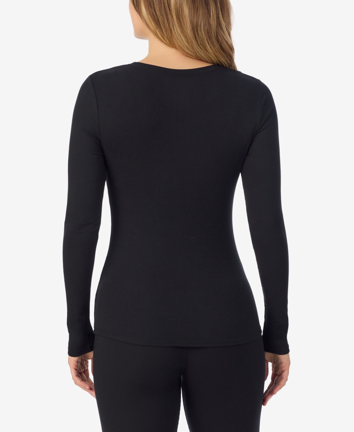 Cuddl Duds Petite Henley Neck Long Sleeve Top