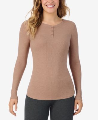 Stretch Rib Long Sleeve Henley Top