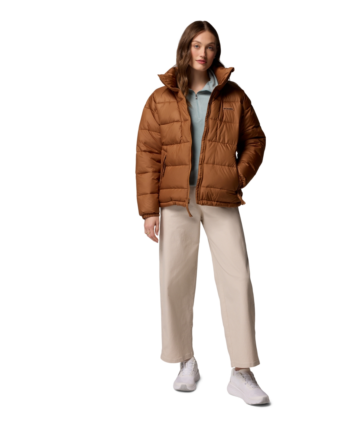 Columbia Women's Pike Lake High Neck Collared Puffer Jacket In Brown