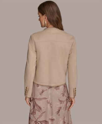 Women's Crewneck Button-Front Boxy Coat