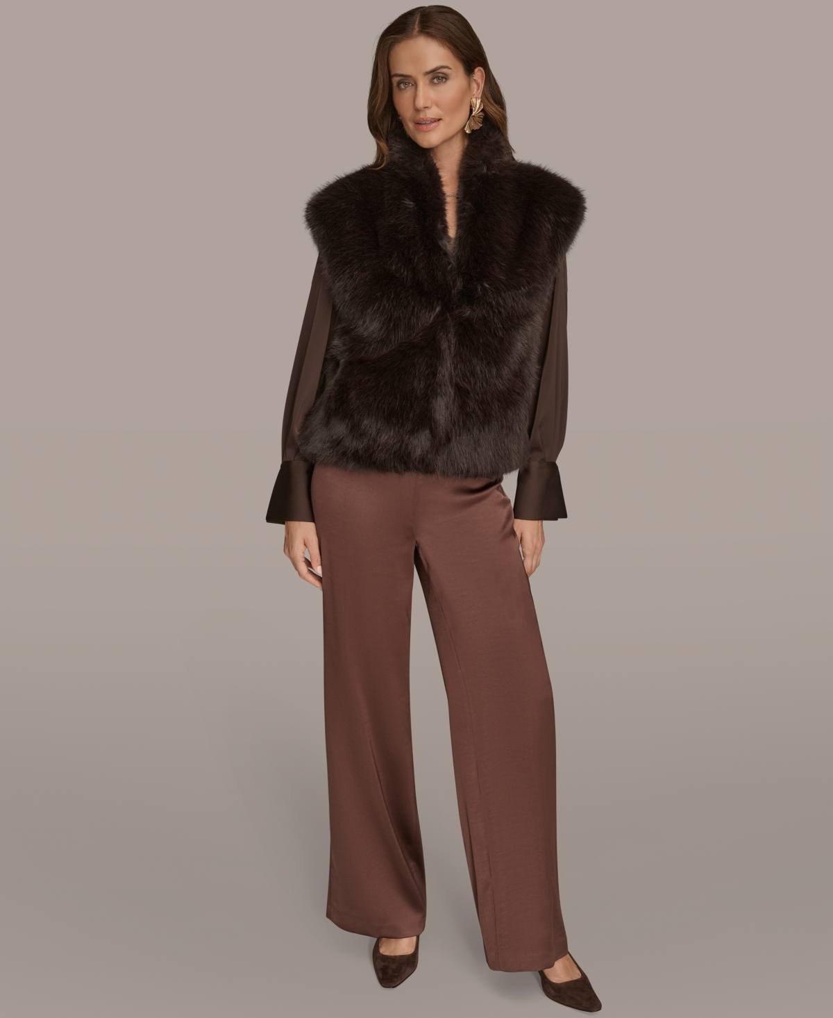 Donna Karan New York Faux Fur Vest In Purple