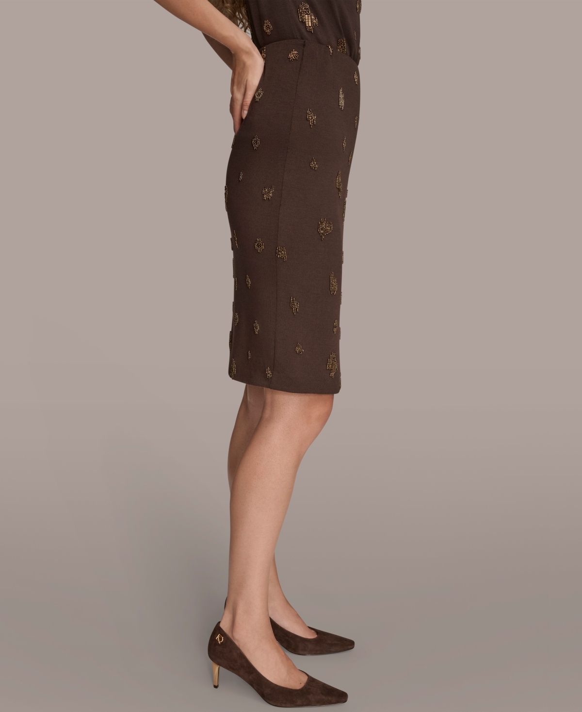 Donna Karan New York Embroidered Bead Pencil Skirt