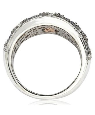 Suzy Levian Sterling Silver & Created White Sapphire Pave Zig Zag Ring