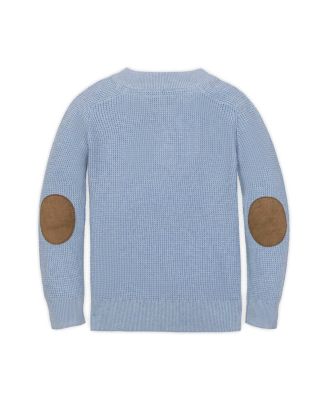 Little and Big Boys' Organic Long Sleeve Henley Pullover Sweater with Elbow Patches