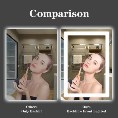  LED Bathroom Mirror, 32" x 32" with Front Light and Backlit, Stepless Dimmable Wall Mount Mirrors, Anti-Fog, Shatter-Proof, Memory, 3 Colors Lihgting, LED Vanity Mirror(Horizontal/Vertical)