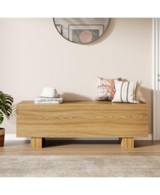 47.2" Entryway Bench, Wooden Bedroom Bench End of Bed, Easy Assembly