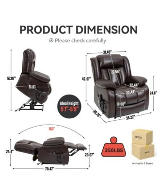 Oversized Faux Leather Recliner Chair – Power Lift, Dual Motor, Massage & Heat, 350 lbs Capacity – Electric Chair for Seniors